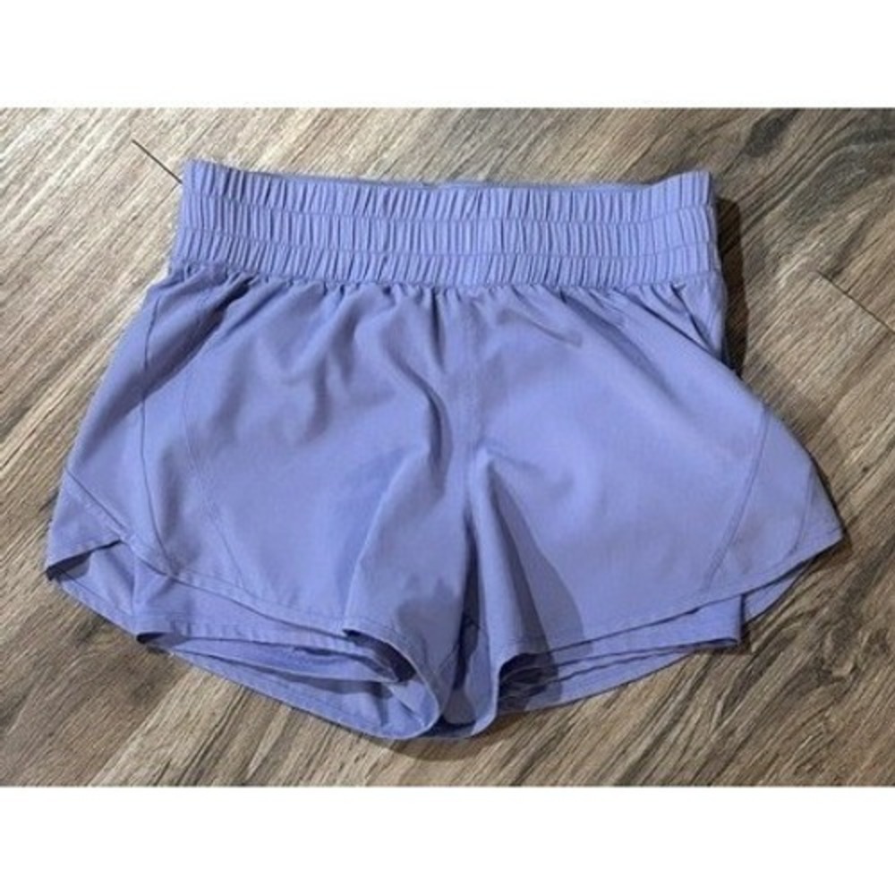 Avia Womens Periwinkle Blue 2 in 1 Running Gym Shorts Smocked Waist L 12-14